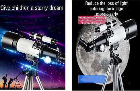 2021 Updated Kids Telescope Telescopes for Astronomy Beginners 50-100mm Caliber Mount Astronomical Refracting Telescope for Kids Travel Telescope with Tripod Carry Bag and Eyepiece in Saudi Arabia