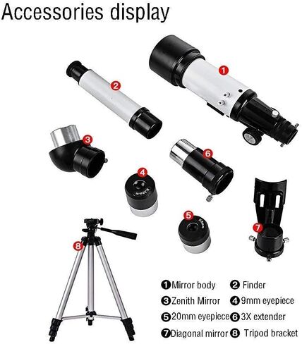 2021 Updated Kids Telescope Telescopes for Astronomy Beginners 50-100mm Caliber Mount Astronomical Refracting Telescope for Kids Travel Telescope with Tripod Carry Bag and Eyepiece in Saudi Arabia
