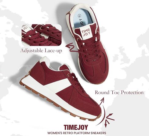 Women's Retro Platform Sneakers Wide Fit Fashion Tennis Shoes with Recyclable Material Insole Vintage-Inspired Comfort for Walking, Lifestyle & Casual in Saudi Arabia