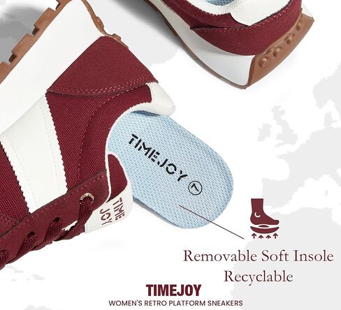 Women's Retro Platform Sneakers Wide Fit Fashion Tennis Shoes with Recyclable Material Insole Vintage-Inspired Comfort for Walking, Lifestyle & Casual in Saudi Arabia