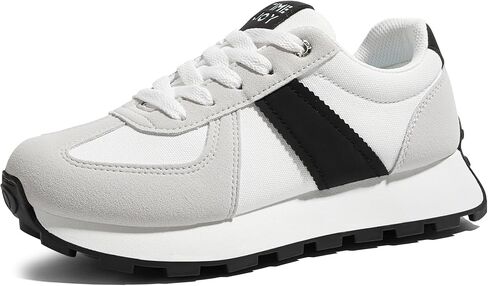Women's Retro Platform Sneakers Wide Fit Fashion Tennis Shoes with Recyclable Material Insole Vintage-Inspired Comfort for Walking, Lifestyle & Casual in Saudi Arabia