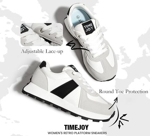 Women's Retro Platform Sneakers Wide Fit Fashion Tennis Shoes with Recyclable Material Insole Vintage-Inspired Comfort for Walking, Lifestyle & Casual in Saudi Arabia