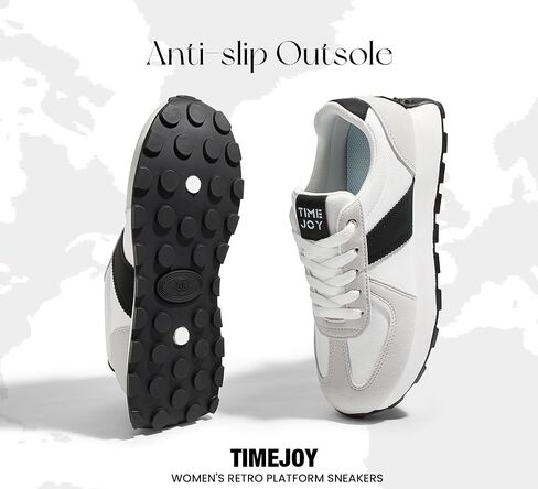Women's Retro Platform Sneakers Wide Fit Fashion Tennis Shoes with Recyclable Material Insole Vintage-Inspired Comfort for Walking, Lifestyle & Casual in Saudi Arabia