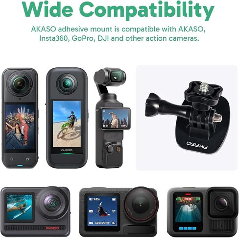 AKASO لاصق مجموعة Mount Kit Helmet Sticky Mount Accessory Kit لـ GoPro Hero13 12 11 10 9 ، Insta 360 x4 x4 x3 ، dji ، 360/ek7000/ek7000 Pro/Brave 4/Brave 4 Pro/Brave 7 Le/Brave 7 Cameras Cameras in Saudi Arabia