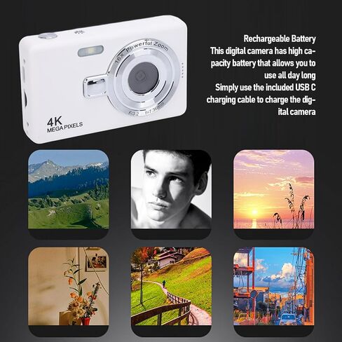 كاميرا رقمية 4K ، كاميرا Vlogging 50 ميجابكسل للتصوير الفوتوغرافي ، تكبير 16x ، نقطة رجعية ، واطلاق النار على الكاميرا الرقمية ، وشاشة عالية الدقة 2.4 بوصة ، ودعم ما يصل إلى 64 جم ، ومضاد للهز (32 جيجابايت) in Saudi Arabia