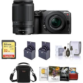 كاميرا Nikon Z 30 Mirrorless مع عدسة 16-50 مم و 50-250 مم ، حزمة مع مجموعة برامج Corel Mac تحرير الصور ، بطاقة ذاكرة SD 32 جيجابايت ، حقيبة ، 62 مم و 46 مم ، CPL و ND Filters in Kuwait