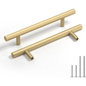 Goldenwarm 25 Pack 3 3/4inch خزانة حديدية صلبة تسحب خزانة الذهب غير اللامعة مقابض درج الذهب سحب درج المطبخ أجهزة لخزانة غرفة نوم الخزانة in Kuwait