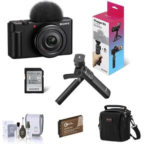 كاميرا Sony ZV-1F Vlogging ، حزمة سوداء مع طقم ملحق ACCVC1 Vlogger ، بطارية إضافية ، كيس الكتف ، مجموعة التنظيف in Kuwait