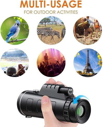 Professional Monocular Telescope 40x60 High Power Monocular with Smartphone Holder Tripod for Adults Waterproof Nightwith Durable and Clear Prism Dual Focus for Bird Watching Camping in Saudi Arabia