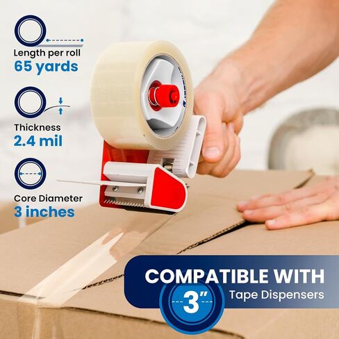 Lifetime Supplies 6 Rolls [Upgraded] Clear Premium Packing Tape, 65 Yards, 2.2 mil, Heavy Duty Packaging Tape for Shipping, Moving, Sealing - Stronger & Thicker in Kuwait