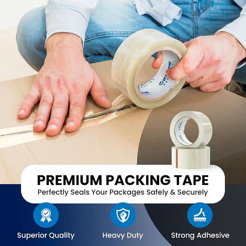 Lifetime Supplies 6 Rolls [Upgraded] Clear Premium Packing Tape, 65 Yards, 2.2 mil, Heavy Duty Packaging Tape for Shipping, Moving, Sealing - Stronger & Thicker in Kuwait