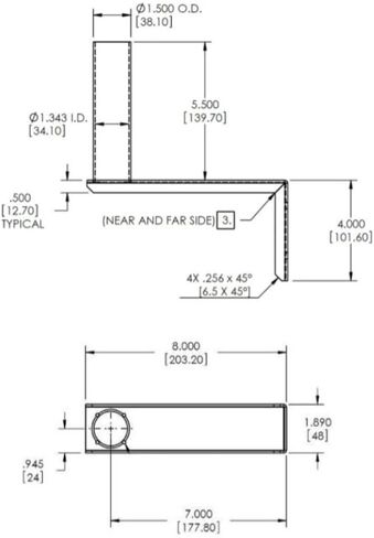 WMB -HD - قوس جبل الحائط ، 8 "امتداد ، 1.5" × 5.5 "MT أنبوب ، الخدمة الثقيلة in Kuwait