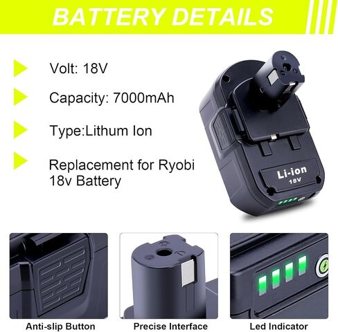 2 حزمة 7.0AH استبدال للبطارية Ryobi 18V One+ P102 P104 P105 P107 P108 P109 P122 ، متوافق مع Ryobi 18 فولت أدوات الطاقة اللاسلكية in Saudi Arabia