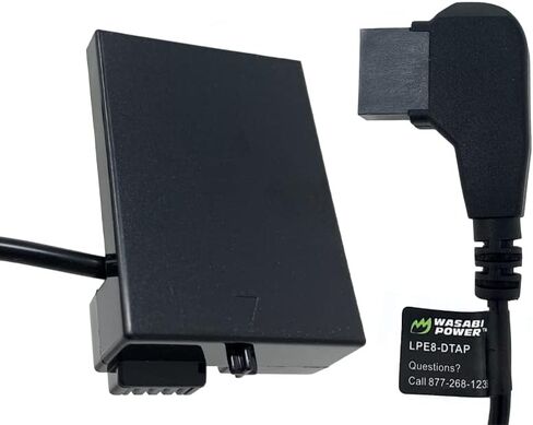 Wasabi Power DCC-LPE8 Dummy Battery DC Acpler مع إدخال D-TAP لـ Canon DR-E8 و ACK-E8 و LP-E8 و Canon EOS 550D و 600D و 700D و Rebel T2I و T3I و T4I و T5I in Saudi Arabia