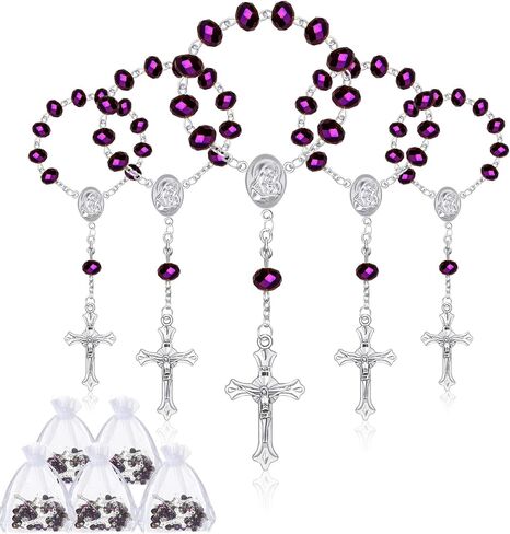 Yinkin 30 Pieces Baptism Rosary Catholic Mini Rosaries Baptism Favors for Guests Party Favors Rosary Beads 30 Pcs Organza Bags for Christening Weddings First Communion Gift(Light Blue) in Saudi Arabia