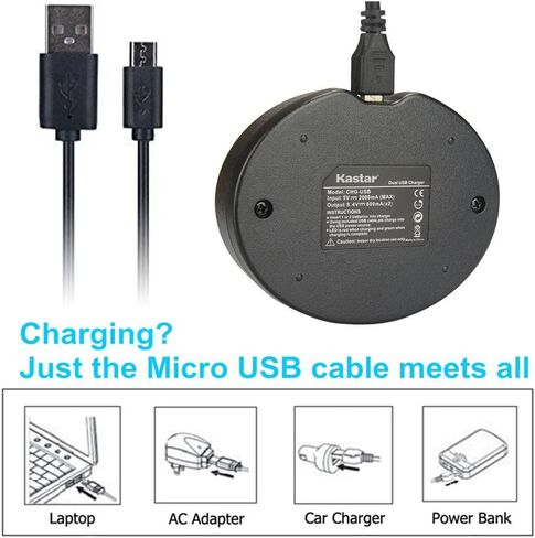 Kastar Dual USB Charger for Nik EN-EL14, EN-EL14a, ENEL14, MH-24 and Nik Coolpix P7000 P7100 P7700 P7800, D3100, D3200, D3300, D3400, D5100, D5200, D5300 DSLR, Df DSLR, D5600 Camera in Saudi Arabia