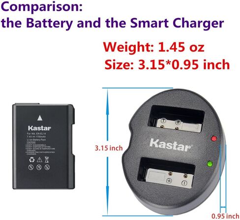 Kastar Dual USB Charger for Nik EN-EL14, EN-EL14a, ENEL14, MH-24 and Nik Coolpix P7000 P7100 P7700 P7800, D3100, D3200, D3300, D3400, D5100, D5200, D5300 DSLR, Df DSLR, D5600 Camera in Saudi Arabia
