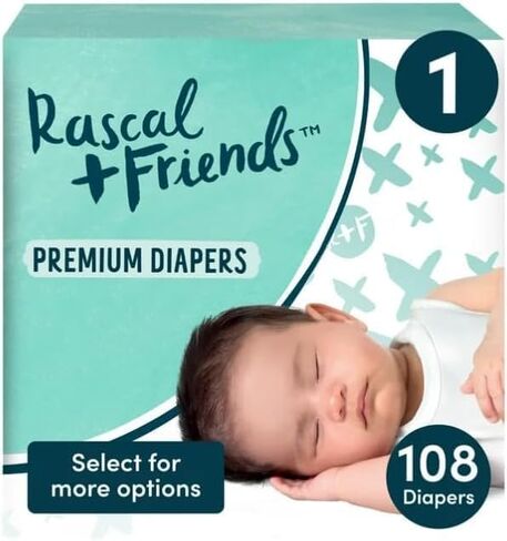 Rascal + Friends Premium Diapers, Size 1, 108 Count in Saudi Arabia