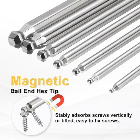 HARFINGTON 2pcs Ball End Hex Screwdriver Bit H8 (8mm) Head 1/4" Hex Shank 150mm (6") Long Magnetic S2 Steel Metric Screw Driver Drill Bit Wrench Socket Power Tool in Saudi Arabia