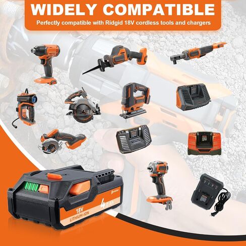 PdStation 2packs 4.0ah R840085 Li-ion بطارية متوافقة مع استبدال بطارية Ridgid 18V لـ Ridgid 18V Lithium Tools R840087 R840086 R840085 R840084 R840083 R840089 AC840085 AC840086 AC840087P in Saudi Arabia