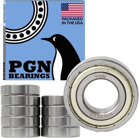 PGN (10 Pack) R10-ZZ Bearing - Lubricated Chrome Steel Sealed Ball Bearing - 5/8"x1-3/8"x0.3438" Bearings with Metal Shield & High RPM Support in Saudi Arabia