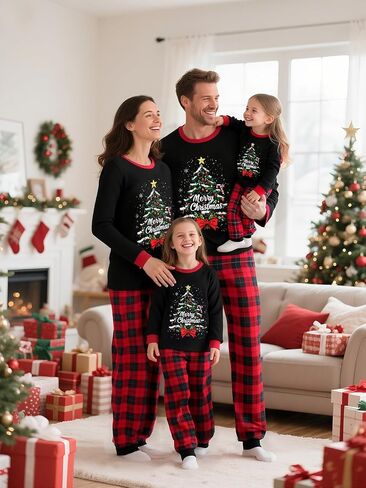 Manooby Christmas Pajamas for Family,Matching Christmas Pajamas Sets,Xmas Pjs for Women Men Dogs in Saudi Arabia