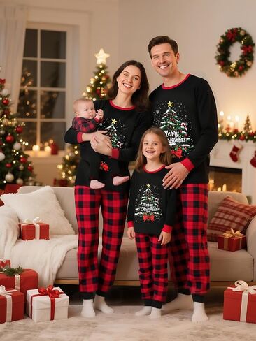 Manooby Christmas Pajamas for Family,Matching Christmas Pajamas Sets,Xmas Pjs for Women Men Dogs in Saudi Arabia