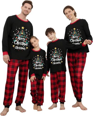 Manooby Christmas Pajamas for Family,Matching Christmas Pajamas Sets,Xmas Pjs for Women Men Dogs in Saudi Arabia