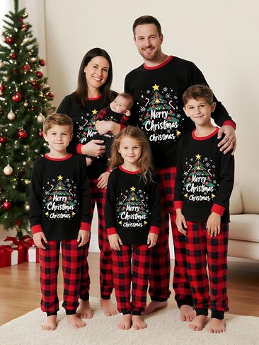 Manooby Christmas Pajamas for Family,Matching Christmas Pajamas Sets,Xmas Pjs for Women Men Dogs in Saudi Arabia