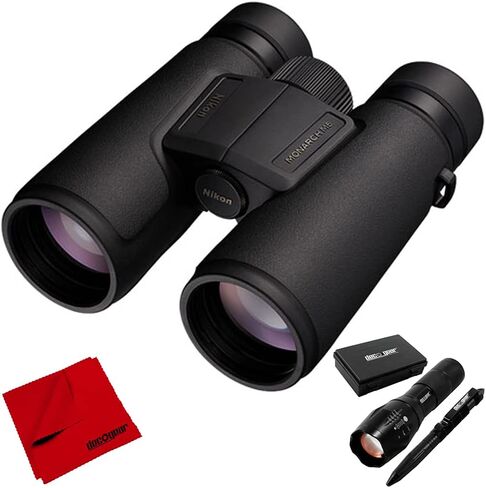 Nikon 16767 Monarch M5 8X42 Binoculars with 8X Magnification Power Bundle with Deco Gear Tactical Flashlight and Tactical Pen Set with Water/Shockproof Case and 6 x 6 inch Microfiber Cleaning Cloth in Saudi Arabia