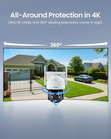 Zosi C290 4K 8MP UHD WIFI WIFI Camera Camera Outdoor Indoor ، Plug-In/Tilt IP Camera ، AI Human Face Motent Conclist in Kuwait