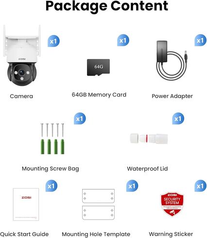 Zosi C290 4K 8MP UHD WIFI WIFI Camera Camera Outdoor Indoor ، Plug-In/Tilt IP Camera ، AI Human Face Motent Conclist in Kuwait
