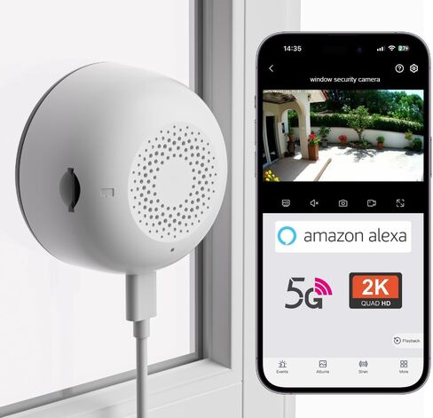 كاميرا نافذة 3MP للأمن المنزلي-الرؤية الليلية CHROMAX AI ، الكشف عن الإنسان/الحركة ، إنذار في الوقت الفعلي ، زاوية بعرض 120 درجة ، تكبير 10x ، 2.4/5 جيجا هرتز واي فاي ، Alexa متوافق ، سهلة التثبيت على التثبيت in Kuwait