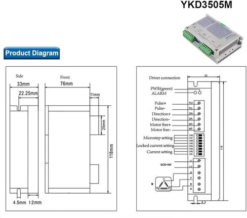 سائق السائق YKD3505M + Stepper Motor YK368-0830A لمجلة طحن محوسب لجهاز التوجيه العددي ، آلة قطع ليزر ثاني أكسيد الكربون in Saudi Arabia