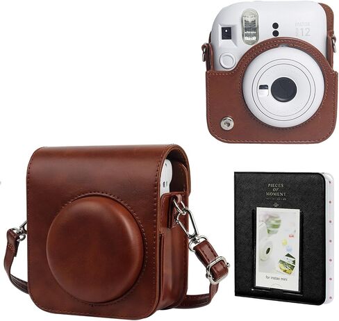 Wogozan Detectection Case for Fujifilm Instax Mini 12 Camera - مع ثقوب حساسة للضوء ، وملاءمة العدسة السفلية اليمنى ، مصممة خصيصًا لكاميرا Mini 12 - Brown in Saudi Arabia