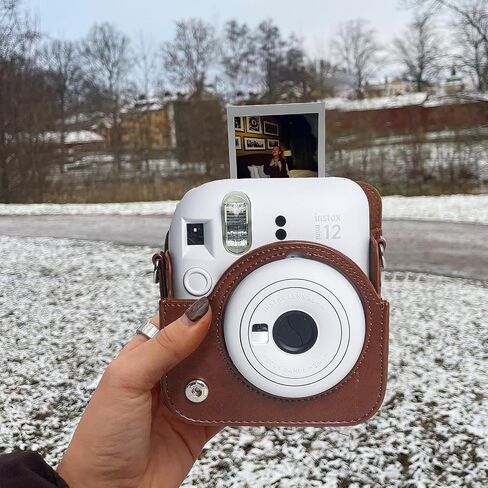 Wogozan Detectection Case for Fujifilm Instax Mini 12 Camera - مع ثقوب حساسة للضوء ، وملاءمة العدسة السفلية اليمنى ، مصممة خصيصًا لكاميرا Mini 12 - Brown in Saudi Arabia