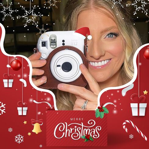 Wogozan Detectection Case for Fujifilm Instax Mini 12 Camera - مع ثقوب حساسة للضوء ، وملاءمة العدسة السفلية اليمنى ، مصممة خصيصًا لكاميرا Mini 12 - Brown in Saudi Arabia