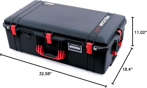 CASE CATE PELICAN أسود Pelican 1615 Air Case مع مقابض حمراء ومزالج. يأتي مع فواصل وغطاء رمادية مبطنة. in Saudi Arabia