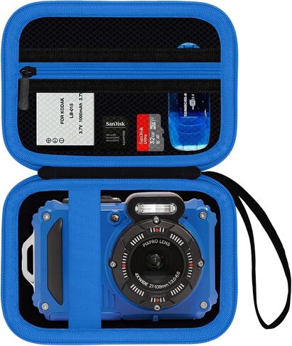 Carrying Case for KODAK PIXPRO WPZ2 Rugged Waterproof Digital Camera, Underwater 1080P Full HD Photography Camera Case with Mesh Pocket for USB Cable, Battery & Adapter, Blackyellow(Case Only) in Kuwait