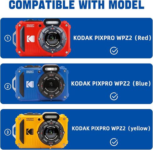 Carrying Case for KODAK PIXPRO WPZ2 Rugged Waterproof Digital Camera, Underwater 1080P Full HD Photography Camera Case with Mesh Pocket for USB Cable, Battery & Adapter, Blackyellow(Case Only) in Kuwait