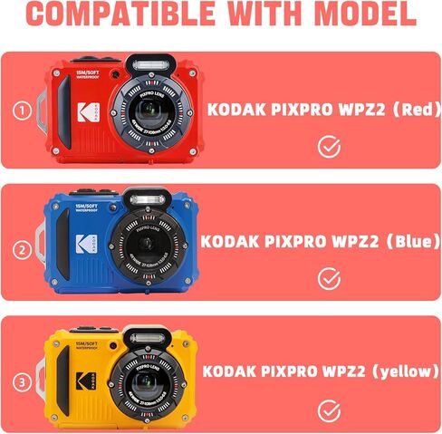 حافظة على الكاميرا الرقمية المقاومة للماء Kodak Pixpro WPZ2 ، وهي حالة كاميرا فوتوغرافية كاملة 1080 بكسل مع جيب شبكي لكابل USB والبطارية والمحول ، Blackyellow (Case فقط) in Kuwait