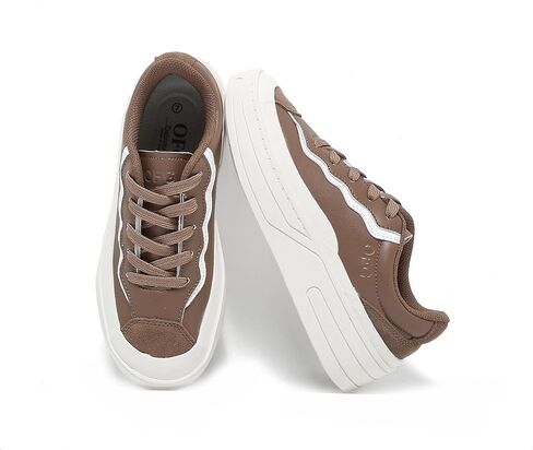 Women's Fashion Platform Sneakers-Genuine Leather Casual Walking Shoes-Non Slip Tennis Athletic Shoes in Kuwait