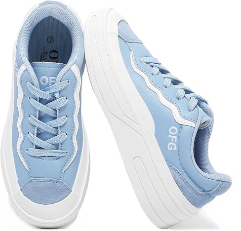 Women's Fashion Platform Sneakers-Genuine Leather Casual Walking Shoes-Non Slip Tennis Athletic Shoes in Kuwait
