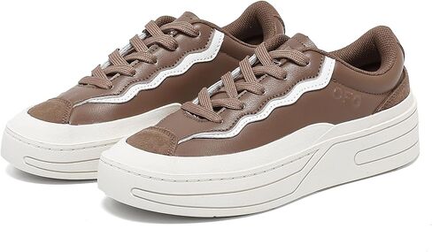 Women's Fashion Platform Sneakers-Genuine Leather Casual Walking Shoes-Non Slip Tennis Athletic Shoes in Kuwait