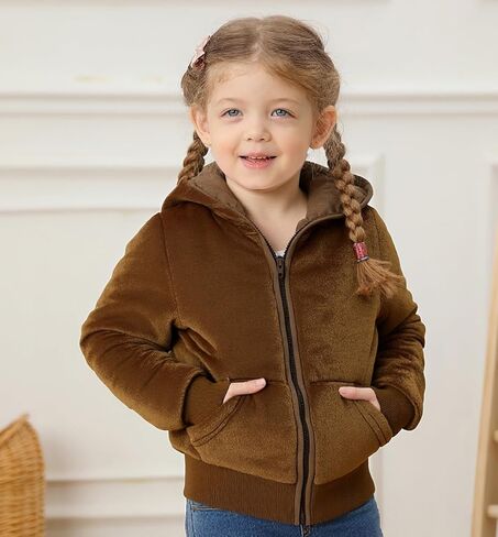 RAISEVERN Toddler Fleece Jacket Hooded with Cat Ears Cute Winter Zip-up Coat for Girls Boys Warm Casual 1-5T in Kuwait