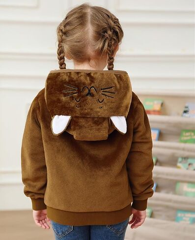 RAISEVERN Toddler Fleece Jacket Hooded with Cat Ears Cute Winter Zip-up Coat for Girls Boys Warm Casual 1-5T in Kuwait
