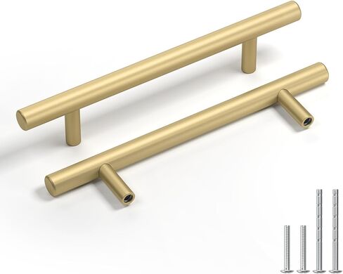 Goldenwarm 25 Pack 3 3/4inch خزانة حديدية صلبة تسحب خزانة الذهب غير اللامعة مقابض درج الذهب سحب درج المطبخ أجهزة لخزانة غرفة نوم الخزانة in Kuwait