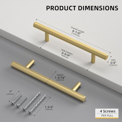 Goldenwarm 25 Pack 3 3/4inch خزانة حديدية صلبة تسحب خزانة الذهب غير اللامعة مقابض درج الذهب سحب درج المطبخ أجهزة لخزانة غرفة نوم الخزانة in Kuwait