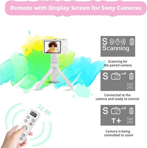 بالنسبة لـ Sony VLOG ، فإن TRIPOD SURPOD مع شاشة OLED و CAMERALE CAMERE REMOTE REMOTE-التكبير/التركيز لـ ZV-1 ، ZV-E10 ، ZV-1F ، A6100 ، A6400 ، A6700 ، A7IV ، RX100 VII ، A9 II ، A9 II ، FX3 in Saudi Arabia