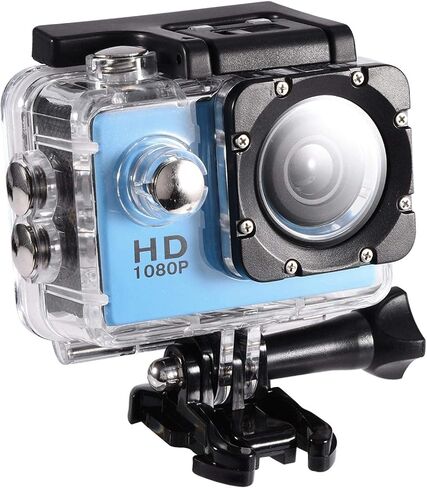 Sports Action Camera, 30M Underwater Camcorder, 90 Degree Angle Camcorder with Mounting Accessories Kit(Blue) in Saudi Arabia